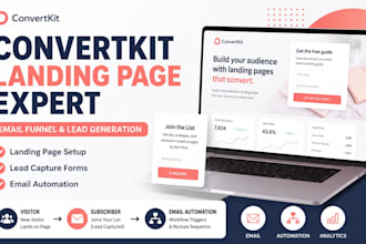 design convertkit landing page and email signup funnel