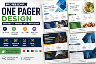 design business one pager, sell sheet, executive summary, marketing flyer