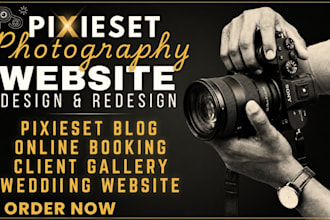 design a professional pixieset photography website with booking and portfolio