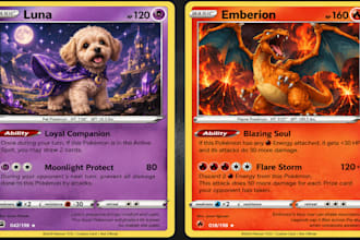 draw custom pokemon inspired tcg card, trainer card fakemon and collectible card