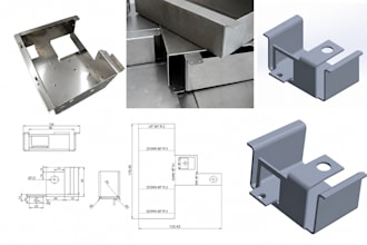 design sheet metal, dxf flat pattern for fabrication and technical drawing