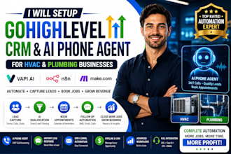 gohighlevel crm and ai phone agent for hvac and plumbing with vapi ai n8n make
