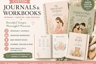 create custom journals and workbooks for pregnancy, parenting, baby keepsakes