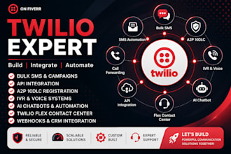 twilio API integration bulk SMS a2p 10dcl IVR voice call ai sms automation agent