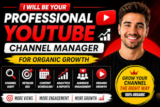 be your professional youtube channel manager for organic growth