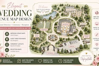 design elegant wedding venue guest direction site map and ceremony location maps