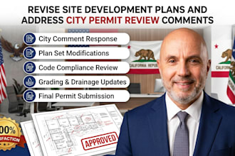 revise site development plans and address city permit review comment