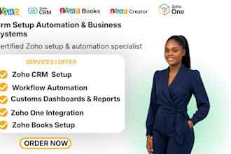 setup and automate zoho crm, zoho one, zoho books