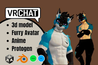 create custom 3d model vrchat furry avatar anime protogen