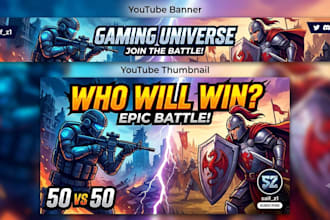 design high CTR gaming youtube thumbnails and channel banner