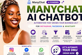 setup manychat automation manychat chatbot facebook, whatsapp, instagram