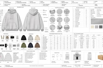create custom streetwear t shirt and hoodie tech pack with graphics for brand