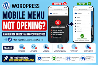 fix wordpress mobile menu not opening, hamburger errors and dropdown issues