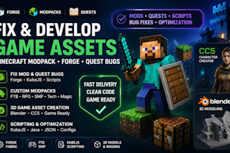 fix game asset developer minecraft modpack forge quest bugs cc5 3d model blender