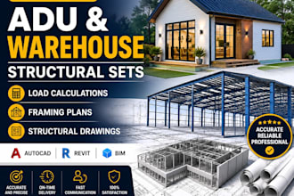 design california adu warehouse,structural sets, load calculations framing plans