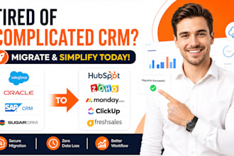 migrate salesforce oracle sapcrm sugarcrm to hubspot zoho monday crm clickup crm