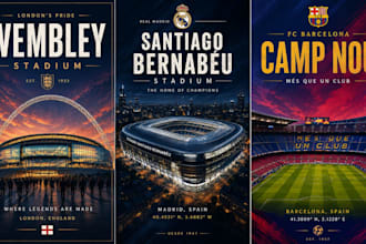 create sports stadium illustrations with premium poster designs