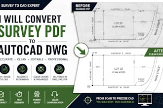 convert survey PDF to autocad dwg and redraw land survey plans