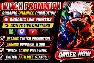promote your twitch livestream through organic for live viewers and chatters