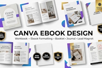 canva ebook design, canva workbook ebook formatting, booklet journal lead magnet