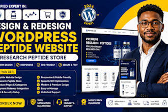 design, redesign wordpress peptide website, research peptide store