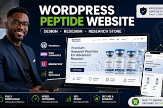 design, redesign wordpress peptide website, research peptide store