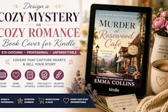 design a cozy mystery or cozy romance book cover for kindle