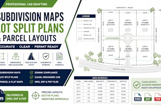 create subdivision maps, lot split plans and parcel layouts in autocad