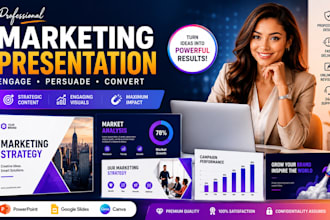 design pitch deck, power point, google slides and marketing presentation