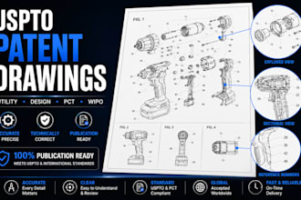 create patent drawing and uspto utility design patent illustration