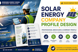 design a solar installation renewable energy company profile and brochure