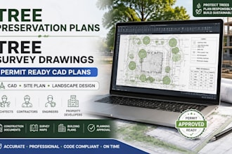 tree preservation site plans, tree survey drawings for construction permit