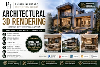 create architectural exterior interior rendering for house office hotel