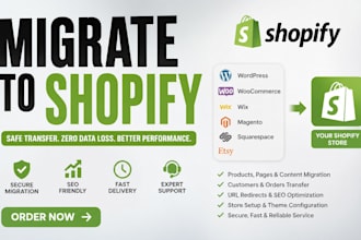 migrate ecommerce platform magento woocommerce wix  wordpress website to shopify