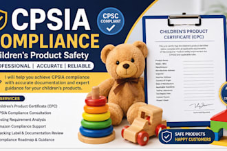 provide cpsia compliant CPC certificate for amazon and US products