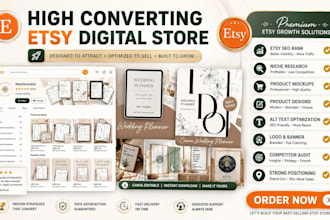 design etsy digital products and setup etsy store with digital planners
