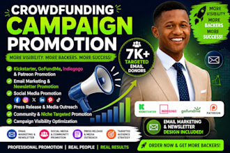 promote kickstarter, gofundme, indiegogo, and patreon campaign