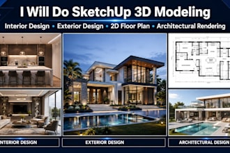 do sketchup modelling and 3d modelling for exterior design