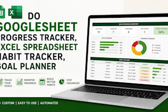 do googlesheet progress tracker, excel  spreadsheet habit tracker, goal planner