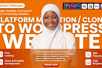 design, migrate or clone webflow, squarespace, shopify, wix to wordpress website