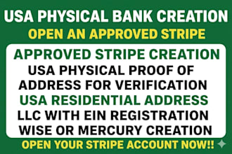 usa bank creation and USA physical addres, proof of address, USA bank, US llc