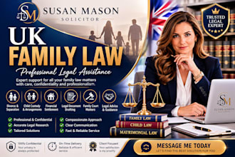 provide UK family law legal assistance, document support as a uk solicitor