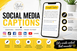 write engaging instagram tiktok and facebook captions with hashtags