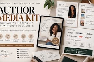 design canva author media kit book launch press kit for writers and publishers