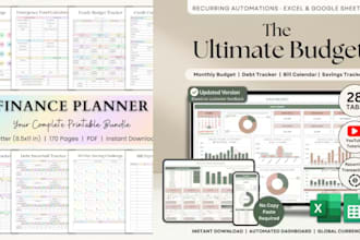 budget habit tracker printable planner bundles for busy women moms entrepreneur