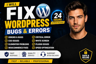 fix wordpress errors, bugs, CSS issues, elementor and woocommerce problems