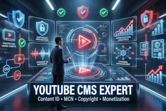 professionally set up youtube cms, content id, copyright, mcn and monetization