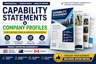 create professionally capability statement and company profile for contractors