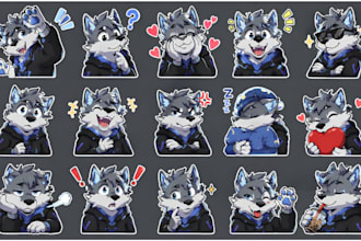 draw furry telegram stickers discord emotes furry badges and furry character art
