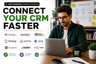 integrate monday hubspot zoho clickup asana jira claude ai zapier n8n automation